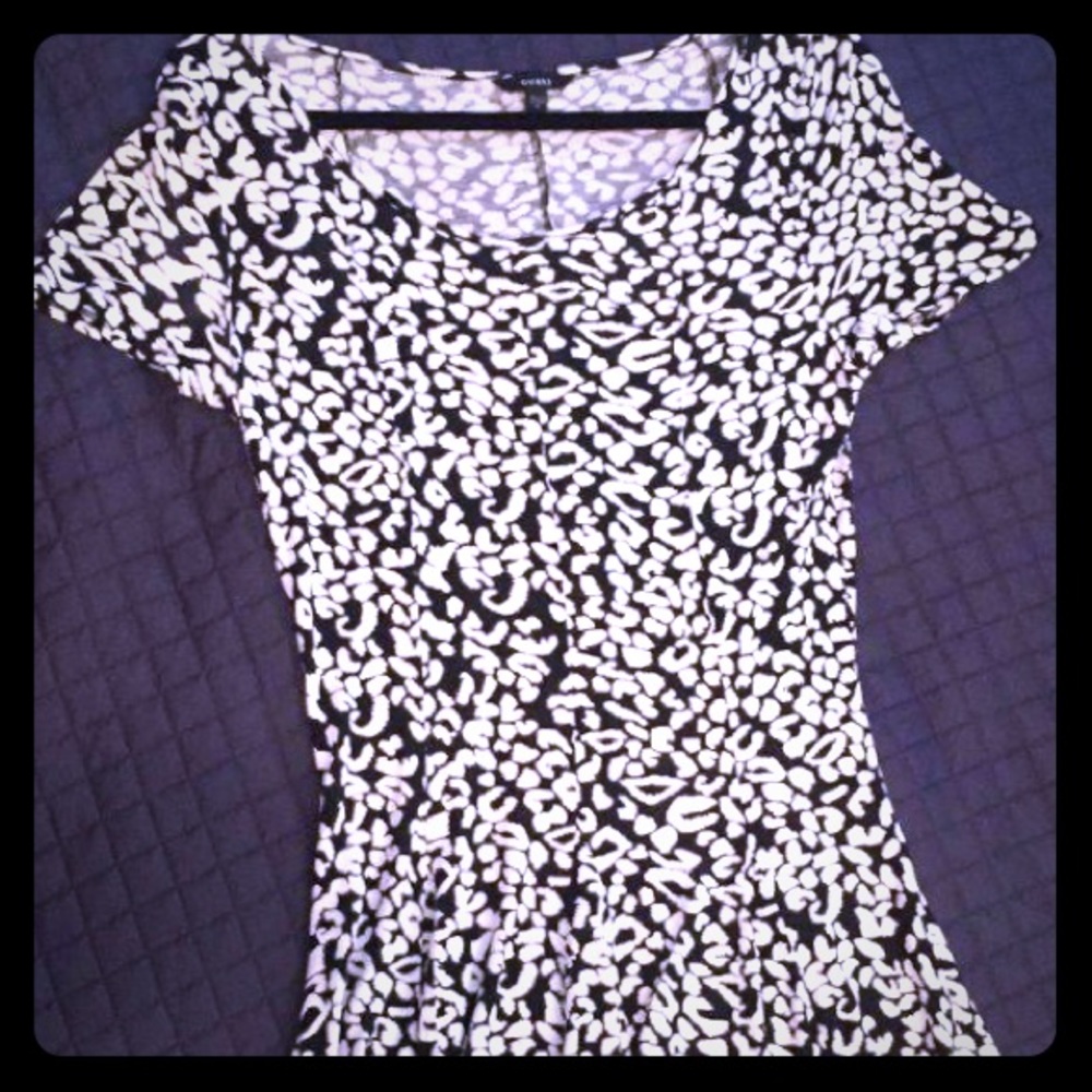 Guess Black & White Peplum Top